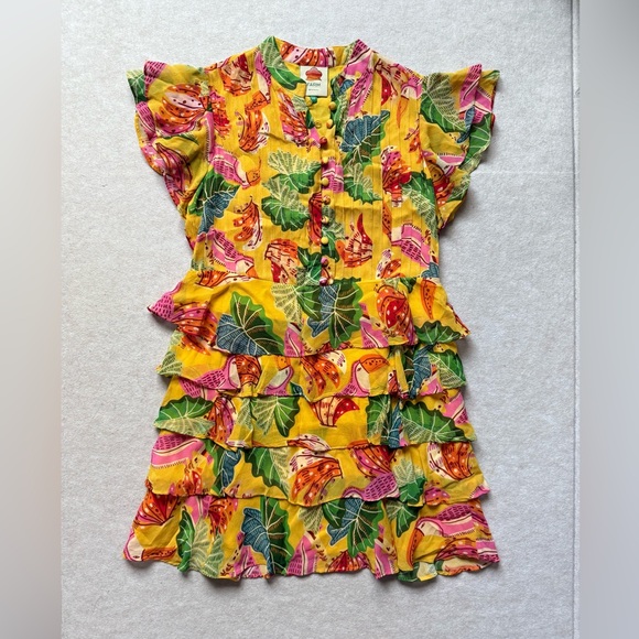 FARM Rio Yellow Ruffle Mini Dress Size XS - Picture 8 of 12